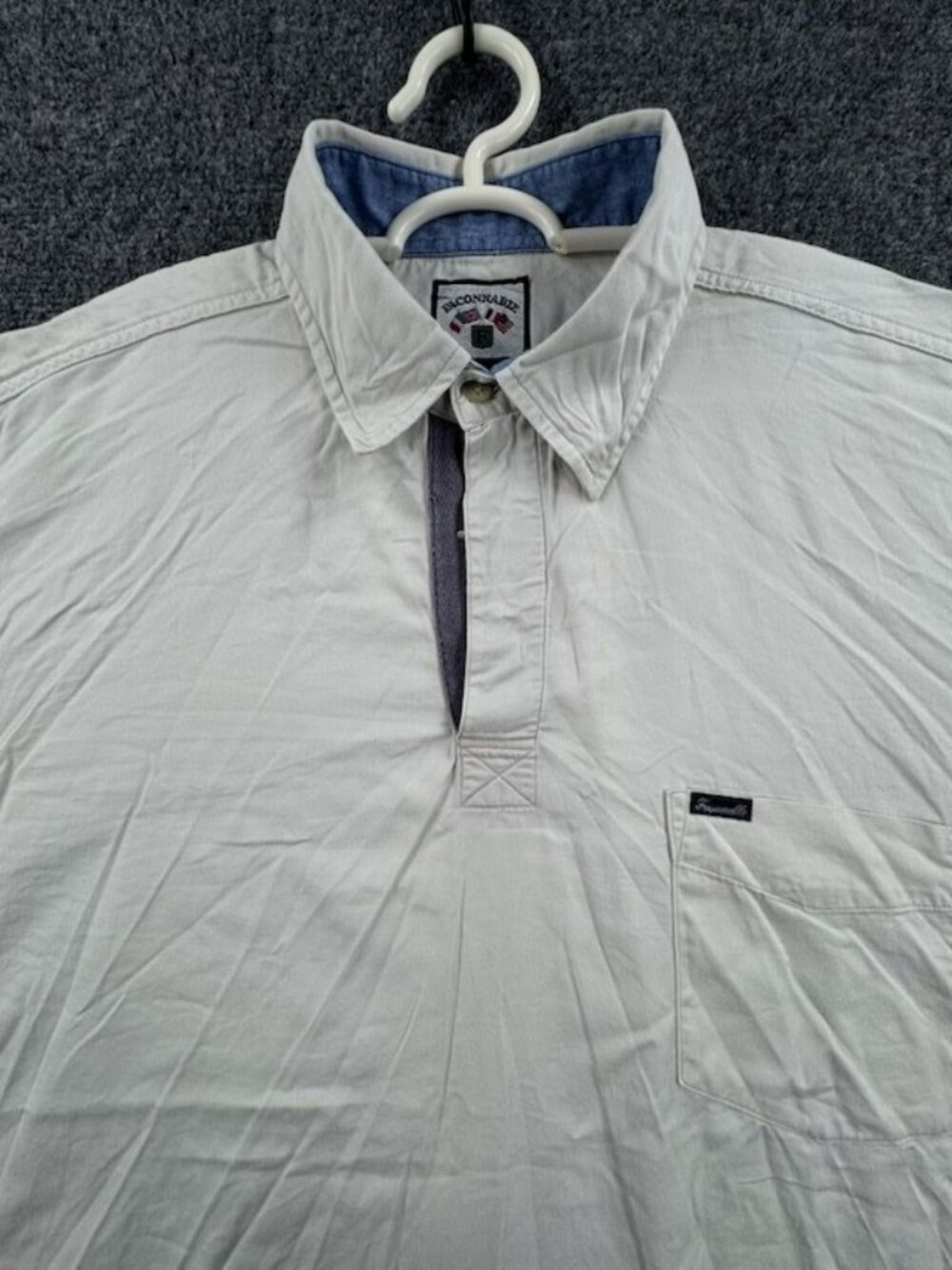 Faconnable Twill Cotton XL White Pocket Men Button Up Shirt Long Sleeve Pullover